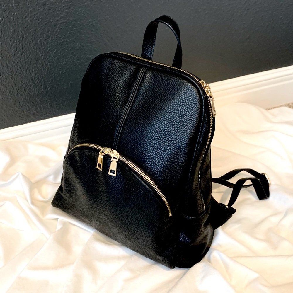 Black Fashion Vegan Leather Backpack